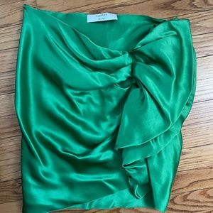 Emerald green satin skirt